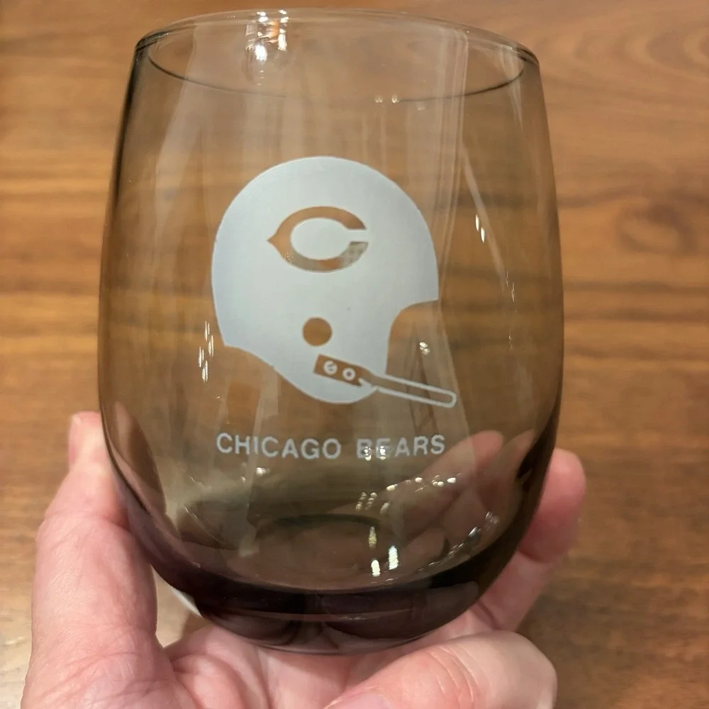 NFL Football Chicago BEARS Cocktail Whiskey Smoke Gray Glasses 12 oz Set Of 2
